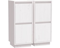 vidaXL - Dressoirs - 2 - st - 31,5x34x75 - cm - massief - grenenhout - wit