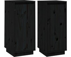 vidaXL - Dressoirs - 2 - st - 31,5x34x75 - cm - massief - grenenhout - zwart