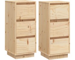 vidaXL - Dressoirs - 2 - st - 32x34x75 - cm - massief - grenenhout