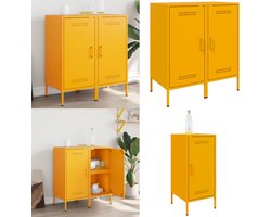 vidaXL Dressoirs 2 st 36x39x79 cm staal mosterdgeel - Dressoir - Dressoirs - Opbergkast - Wandkast