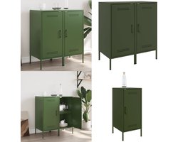 vidaXL Dressoirs 2 st 36x39x79 cm staal olijfgroen - Dressoir - Dressoirs - Opbergkast - Wandkast