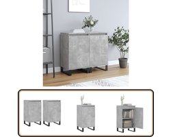 vidaXL Dressoirs 2 st 40x35x70 cm bewerkt hout betongrijs