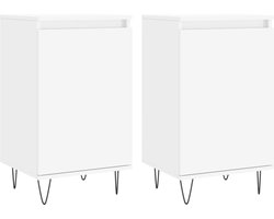 vidaXL Dressoirs 2 st 40x35x70 cm bewerkt hout wit