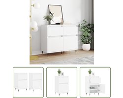 vidaXL Dressoirs 2 st 40x35x70 cm bewerkt hout wit