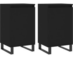 vidaXL - Dressoirs - 2 - st - 40x35x70 - cm - bewerkt - hout - zwart
