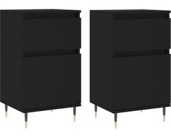 vidaXL - Dressoirs - 2 - st - 40x35x70 - cm - bewerkt - hout - zwart