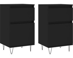 vidaXL - Dressoirs - 2 - st - 40x35x70 - cm - bewerkt - hout - zwart