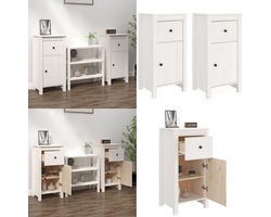 vidaXL Dressoirs 2 st 40x35x80 cm massief grenenhout wit - Dressoir - Dressoirs - Kast - Nachtkastje Opbergkast