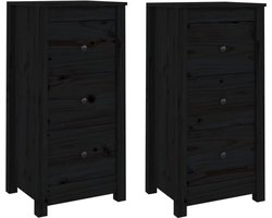 vidaXL - Dressoirs - 2 - st - 40x35x80 - cm - massief - grenenhout - zwart