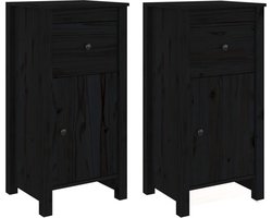 vidaXL - Dressoirs - 2 - st - 40x35x80 - cm - massief - grenenhout - zwart