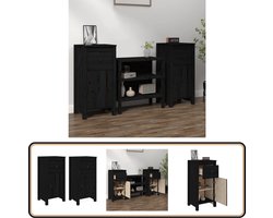 vidaXL Dressoirs 2 st 40x35x80 cm massief grenenhout zwart