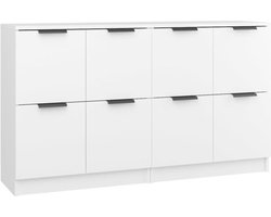 vidaXL - Dressoirs - 2 - st - 60x30x70 - cm - bewerkt - hout - wit