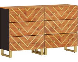 vidaXL - Dressoirs - 2 - st - 60x33,5x75 - cm - massief - mangohout - bruin - en - zwart