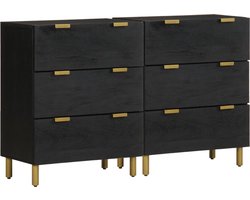 vidaXL - Dressoirs - 2 - st - 60x33x75 - cm - bewerkt - hout - zwart