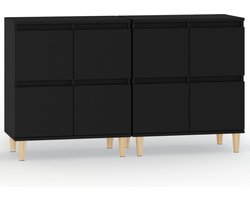 vidaXL - Dressoirs - 2 - st - 60x35x70 - cm - bewerkt - hout - zwart