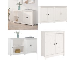 vidaXL Dressoirs 2 st 70x35x80 cm massief grenenhout wit - Dressoir - Dressoirs - Kast - Wandkast