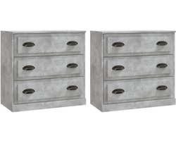 vidaXL Dressoirs 2 st bewerkt hout betongrijs