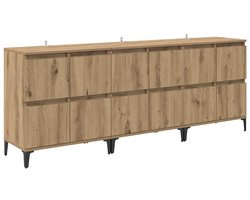 vidaXL - Dressoirs - 3 - pcs - Artisan - Eiken - 60 - x - 35 - x - 70 - cm - Bewerkt - hout