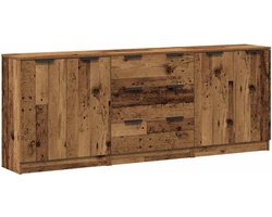 vidaXL - Dressoirs - 3 - st - 60x30x70 - cm - bewerkt - hout - oud - houtkleurig