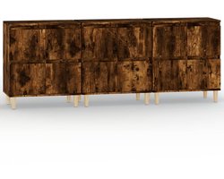 vidaXL Dressoirs 3 st 60x35x70 cm bewerkt hout gerookt eikenkleurig