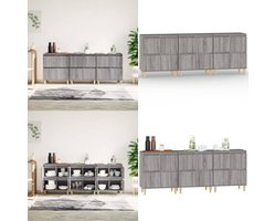 vidaXL Dressoirs 3 st 60x35x70 cm bewerkt hout grijs sonoma eikenkleur - Dressoir - Dressoirs - Kast - Dressoirkast