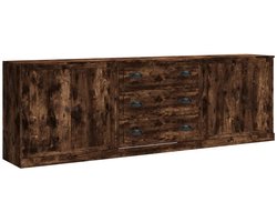 vidaXL - Dressoirs - 3 - st - bewerkt - hout - gerookt - eikenkleurig