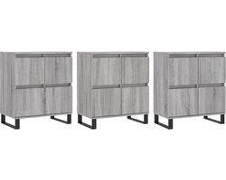 vidaXL - Dressoirs - 3 - st - bewerkt - hout - grijs - sonoma - eikenkleurig