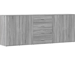 vidaXL - Dressoirs - 3 - st - bewerkt - hout - grijs - sonoma - eikenkleurig