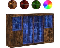 vidaXL - Dressoirs - met - LED-verlichting - 3 - st - bewerkt - hout - gerookt - eiken