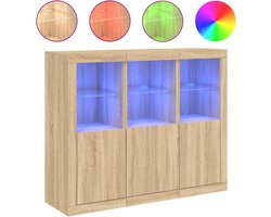 vidaXL - Dressoirs - met - LED-verlichting - 3 - st - bewerkt - hout - sonoma - eiken