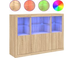 vidaXL - Dressoirs - met - LED-verlichting - 3 - st - bewerkt - hout - sonoma - eiken