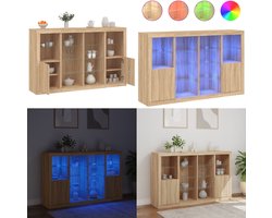 vidaXL Dressoirs met LED-verlichting 3 st bewerkt hout sonoma eiken - Dressoir - Dressoirs - Buffet - Dressoirkast