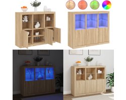 vidaXL Dressoirs met LED-verlichting 3 st bewerkt hout sonoma eiken - Dressoir - Dressoirs - Buffet - Dressoirkast