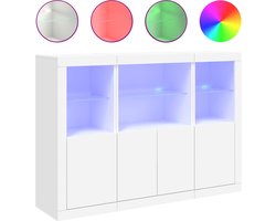 vidaXL - Dressoirs - met - LED-verlichting - 3 - st - bewerkt - hout - wit