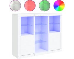 vidaXL - Dressoirs - met - LED-verlichting - 3 - st - bewerkt - hout - wit