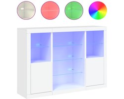 vidaXL - Dressoirs - met - LED-verlichting - 3 - st - bewerkt - hout - wit