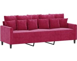 vidaXL - Driezitsbank - 180 - cm - fluweel - wijnrood