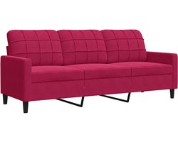 vidaXL - Driezitsbank - 180 - cm - fluweel - wijnrood