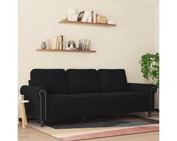 vidaXL Driezitsbank - 180 cm - Fluweel - Zwart 3-zitsbank - Zwarte Bank - Fluweel Sofa - Lounge Bank - Salontafel