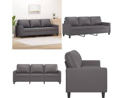vidaXL Driezitsbank 180 cm kunstleer grijs - 3-zitsbank - 3-zitsbanken - Bank - Driezitsbank