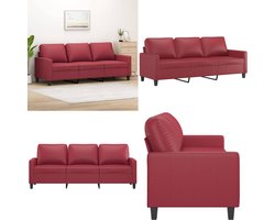 vidaXL Driezitsbank 180 cm kunstleer wijnrood - 3-zitsbank - 3-zitsbanken - Bank - Driezitsbank