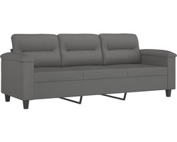 vidaXL - Driezitsbank - 180 - cm - microvezelstof - donkergrijs