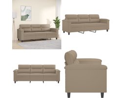 vidaXL Driezitsbank 180 cm microvezelstof taupe - 3-zitsbank - 3-zitsbanken - Bank - Driezitsbank