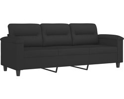 vidaXL - Driezitsbank - 180 - cm - microvezelstof - zwart