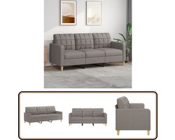vidaXL Driezitsbank - 180 cm - Stof - Taupe 3 Zits Bank - Banks Kopen - Lounge Meubels - Stoffen Bank - Taupe Bank