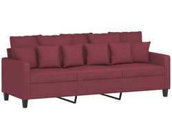 vidaXL - Driezitsbank - 180 - cm - stof - wijnrood