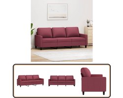 vidaXL Driezitsbank - 180 cm - Stof - Wijnrood Loungeset - Drie Zits Bank - Rode Bank - Bankstellen - Lounge Meubilair