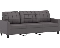 vidaXL Driezitsbank - 180cm - Kunstleer - Grijs 3-zitsbank - Banks Kopen - Lounge Meubilair - Kunstleder Bank - Grijze Bank