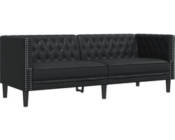 vidaXL - Driezitsbank - Chesterfield-stijl - kunstleer - zwart