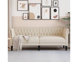 vidaXL Driezitsbank Chesterfield-stijl - Linnen Chesterfield Sofa - Linnen Bank - 3 Zits Bank - Salonbank - Banks Kopen